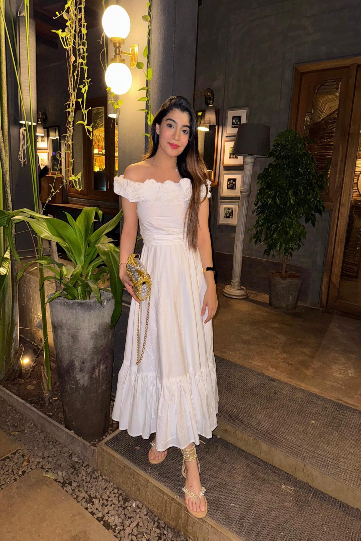 WHITE OFF-SHOULDER DRESS