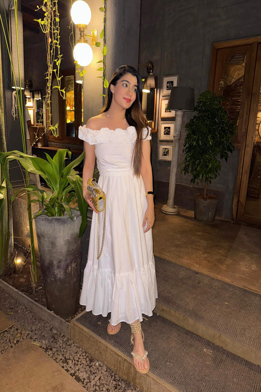 WHITE OFF-SHOULDER DRESS