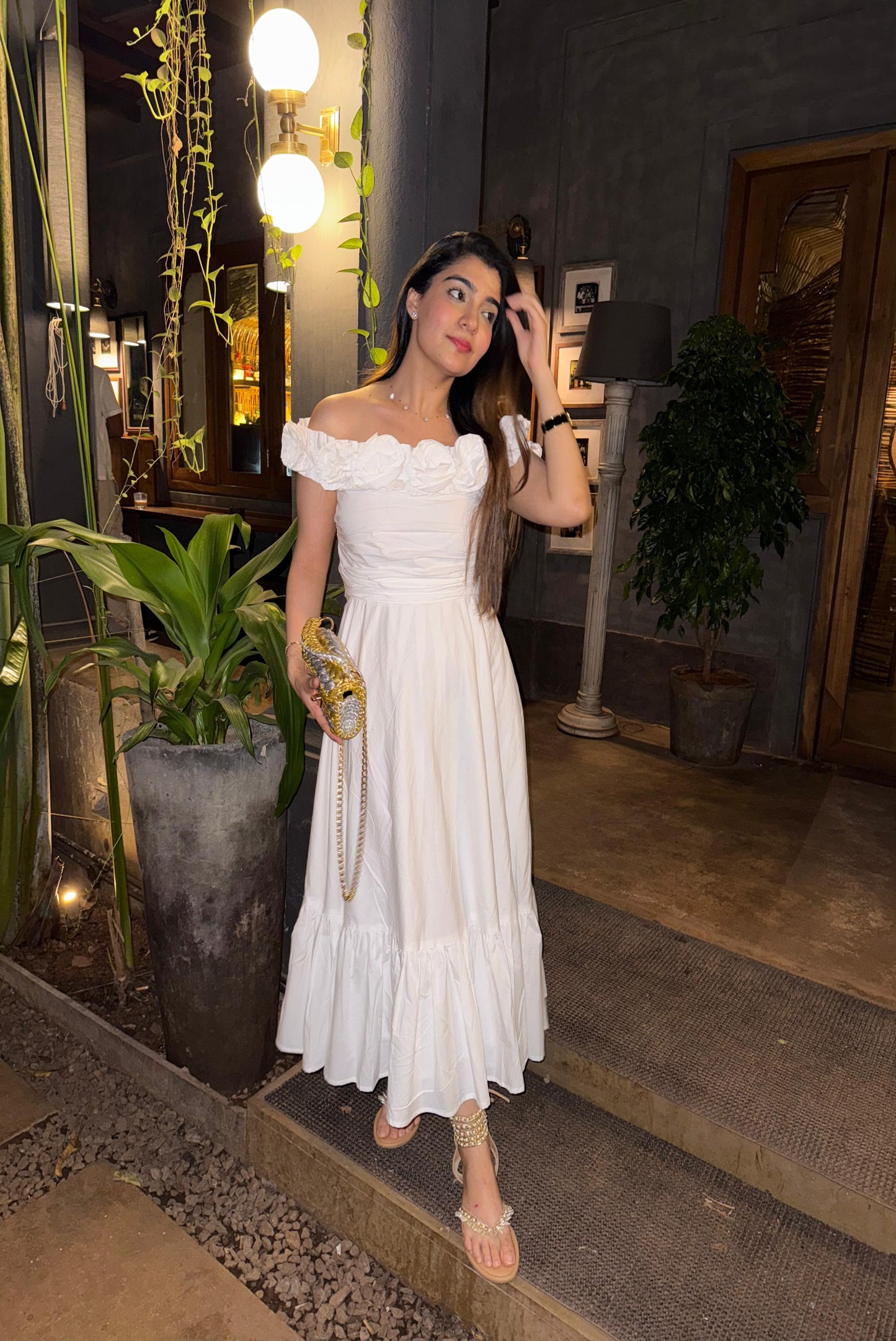 WHITE OFF-SHOULDER DRESS
