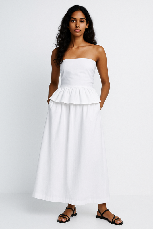 WHITE TOP AND SKIRT SET