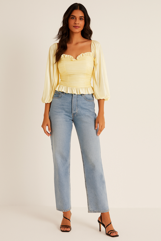 SILK TOP WITH RUFFLE DETAILING