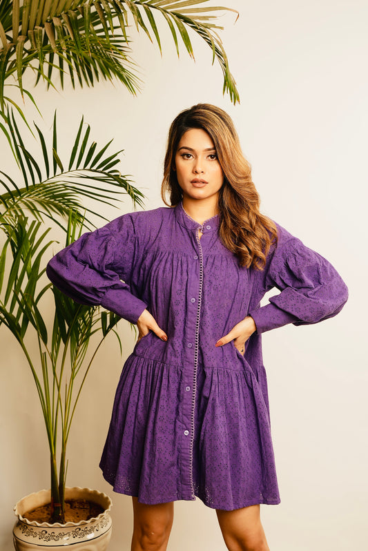 CUT-WORK SHIRT DRESS