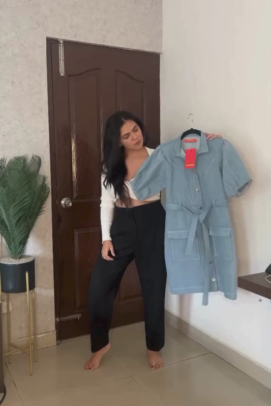 DENIM SHIRT DRESS WITH BELT